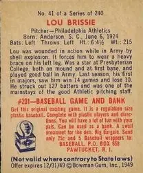 Back of Leland "Lou" Brissie