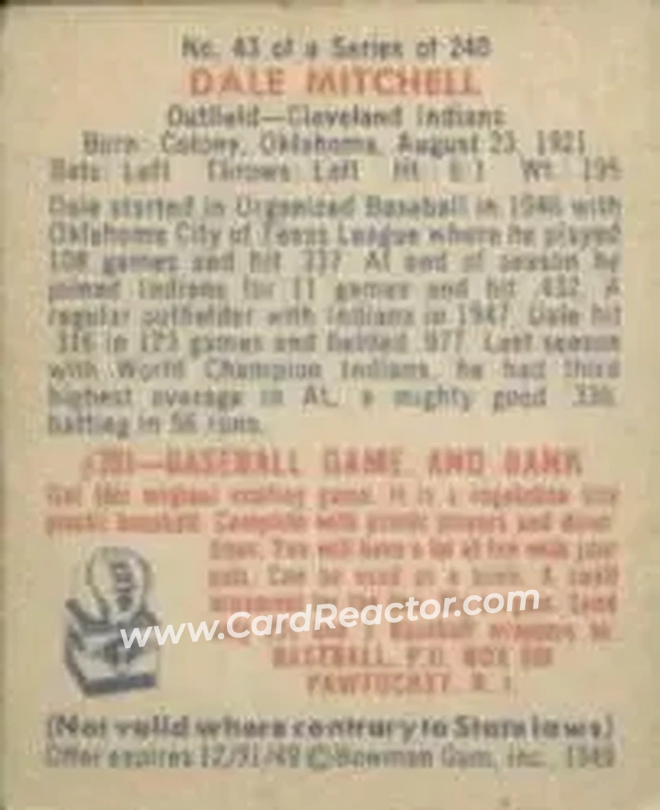 Back of Dale Mitchell