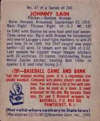 Back of Johnny Sain