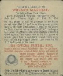 Back of Willard Marshall