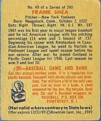 Back of Frank "Spec" Shea