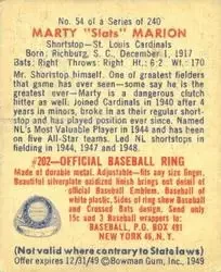 Back of Marty Marion