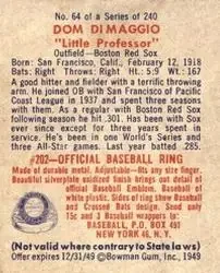 Back of Dom DiMaggio