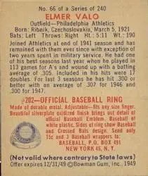 Back of Elmer Valo