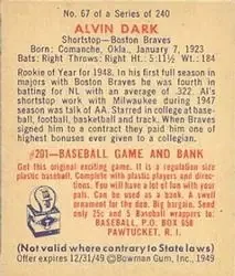 Back of Alvin Dark