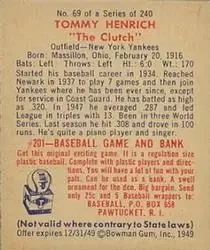 Back of Tommy Henrich