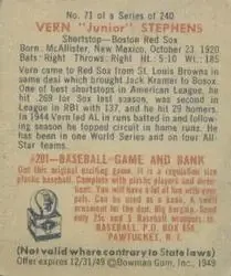 Back of Vern Stephens