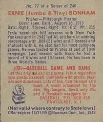 Back of Ernie "Jumbo & Tiny" Bonham
