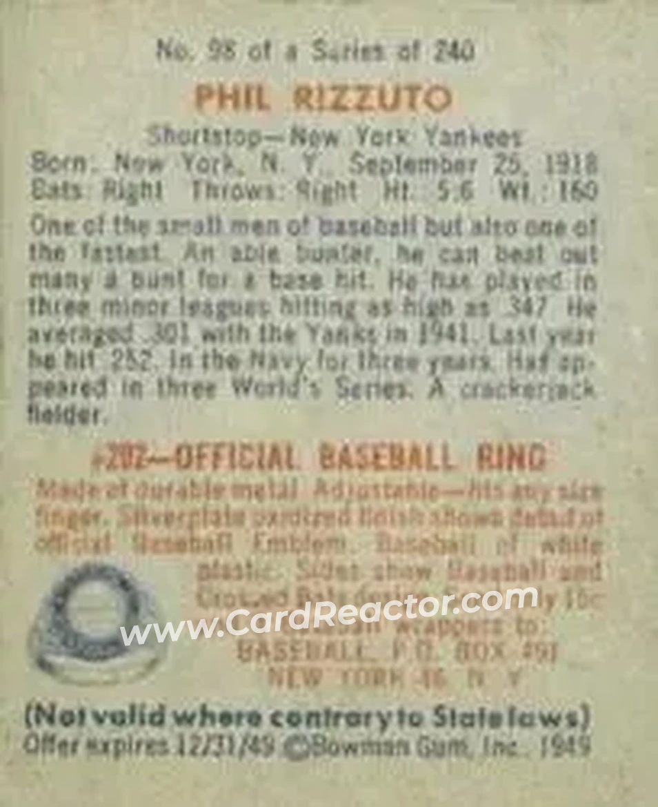 Back of Phil Rizzuto