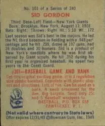 Back of Sid Gordon