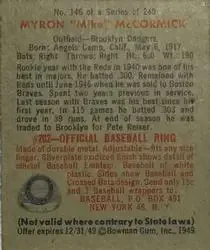 Back of Myron "Mike" McCormick