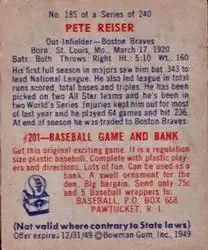 Back of Harold "Pete" Reiser