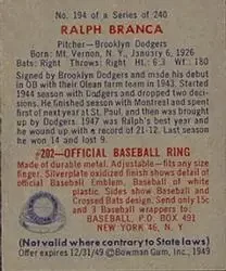 Back of Ralph Branca
