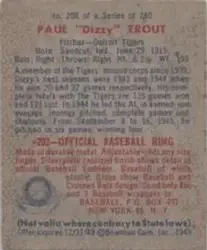 Back of Paul "Dizzy" Trout