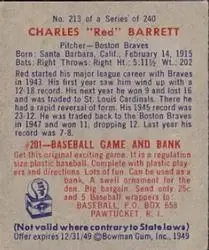 Back of Charles "Red" Barrett