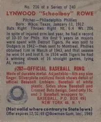 Back of Schoolboy Rowe