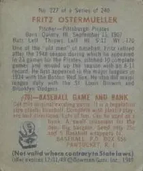 Back of Fritz Ostermueller