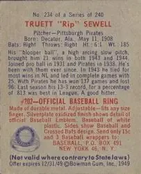 Back of Truett "Rip" Sewell