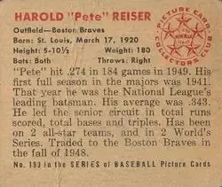 Back of Harold "Pete" Reiser