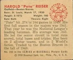 Back of Harold "Pete" Reiser