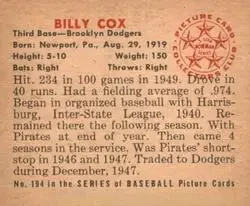 Back of Billy Cox