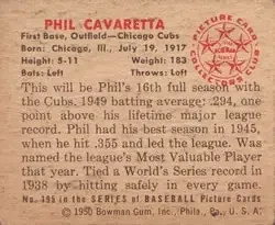 Back of Phil Cavarretta