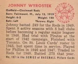 Back of Johnny Wyrostek
