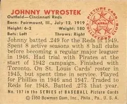 Back of Johnny Wyrostek