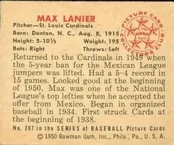 Back of Max Lanier
