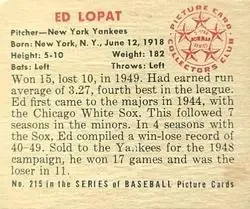 Back of Ed Lopat