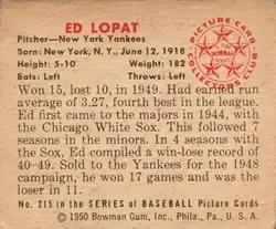 Back of Ed Lopat
