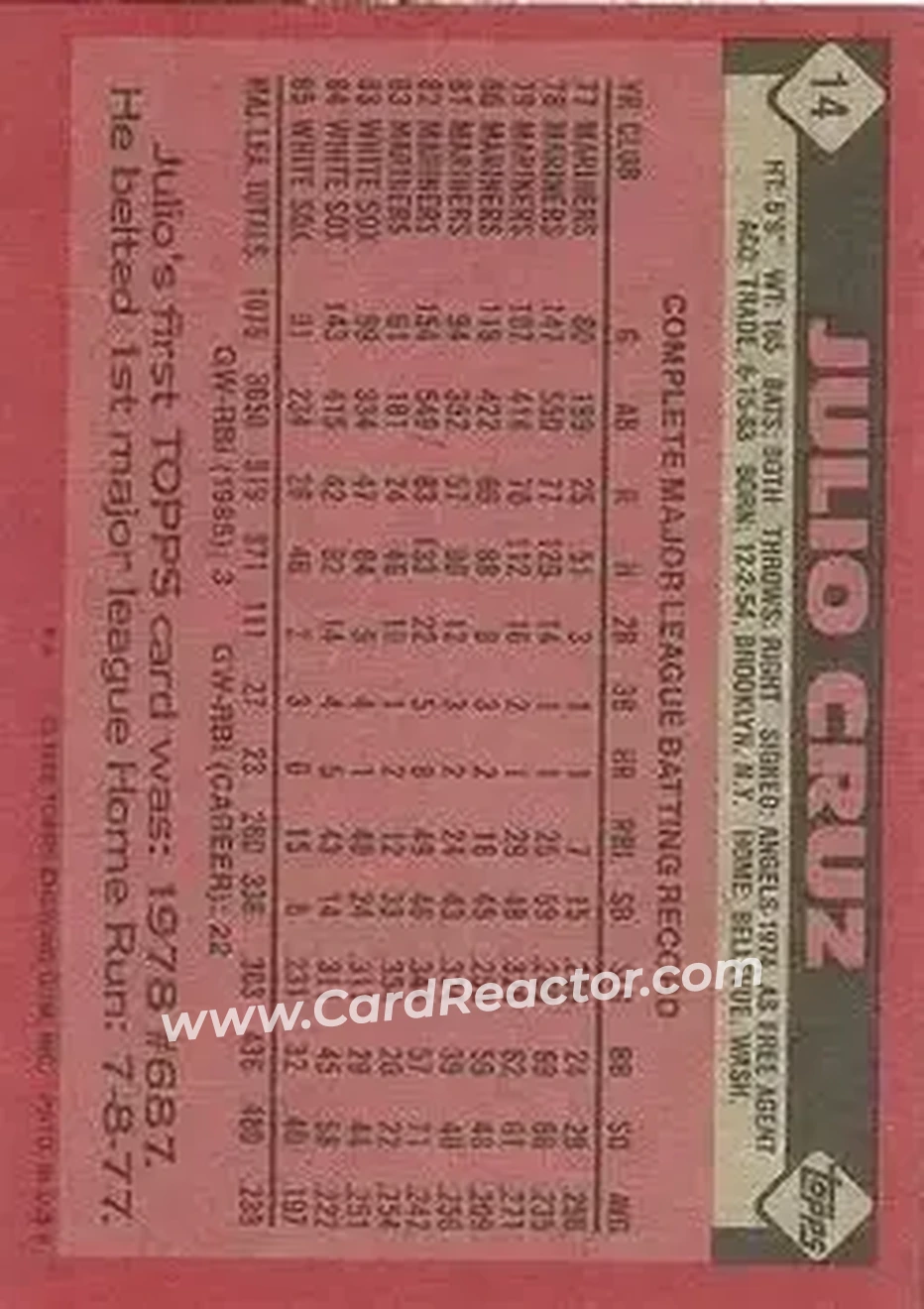 Back of Julio Cruz