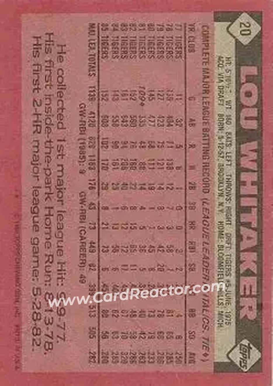 Back of Lou Whitaker