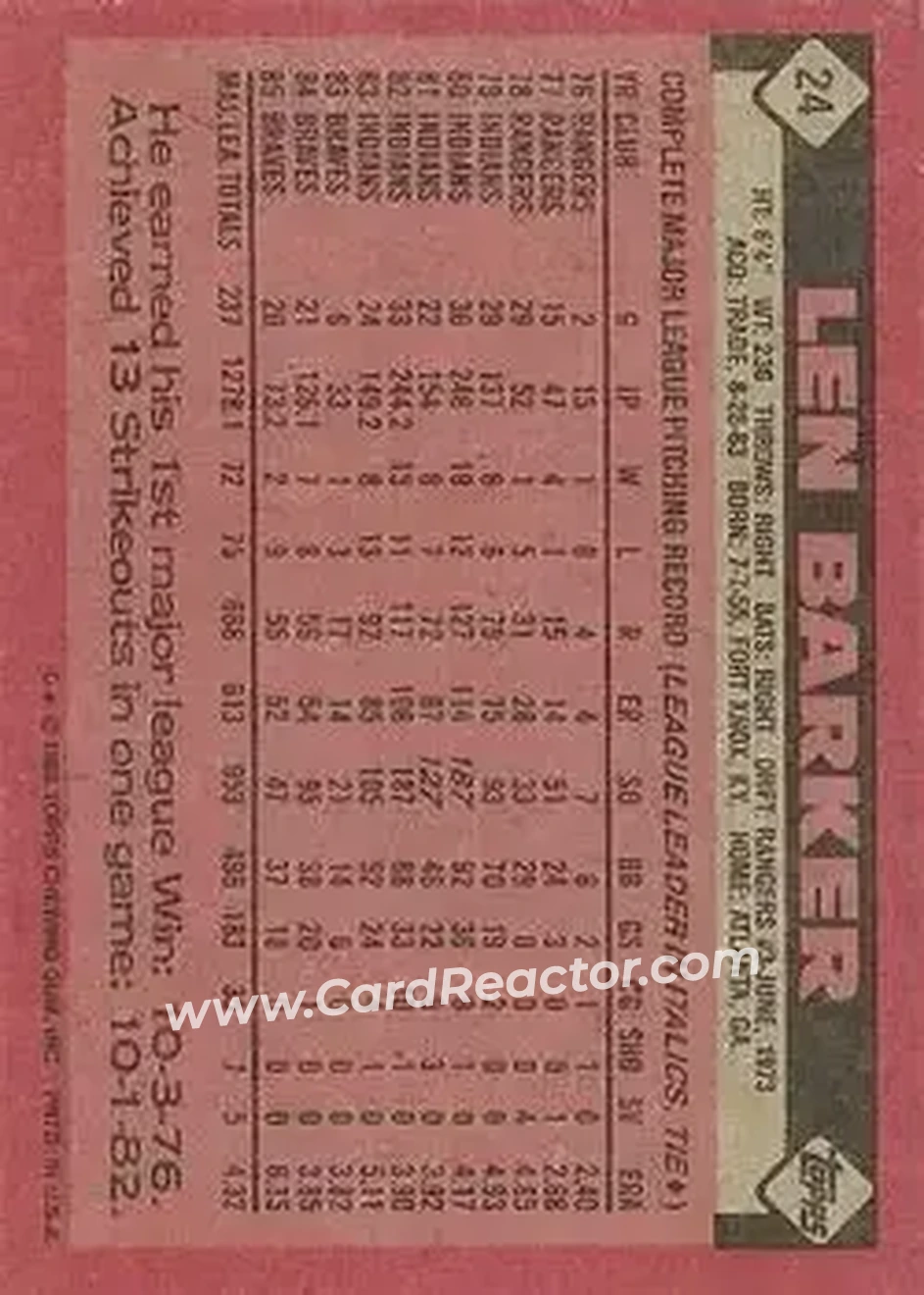 Back of Len Barker