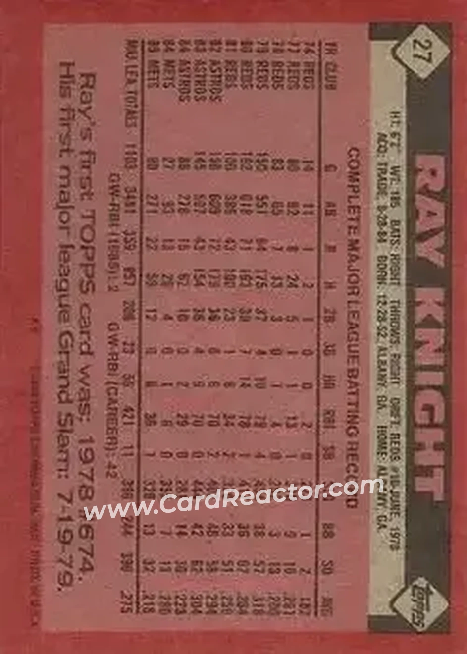 Back of Ray Knight