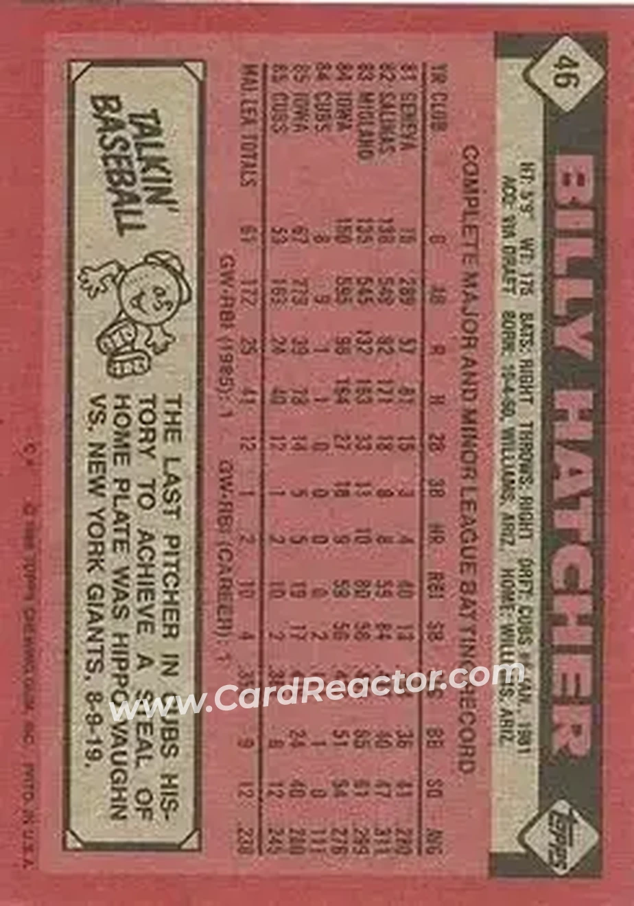 Back of Billy Hatcher