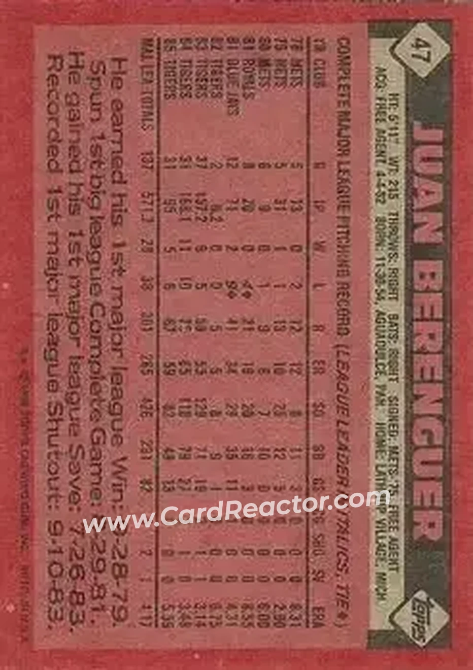 Back of Juan Berenguer