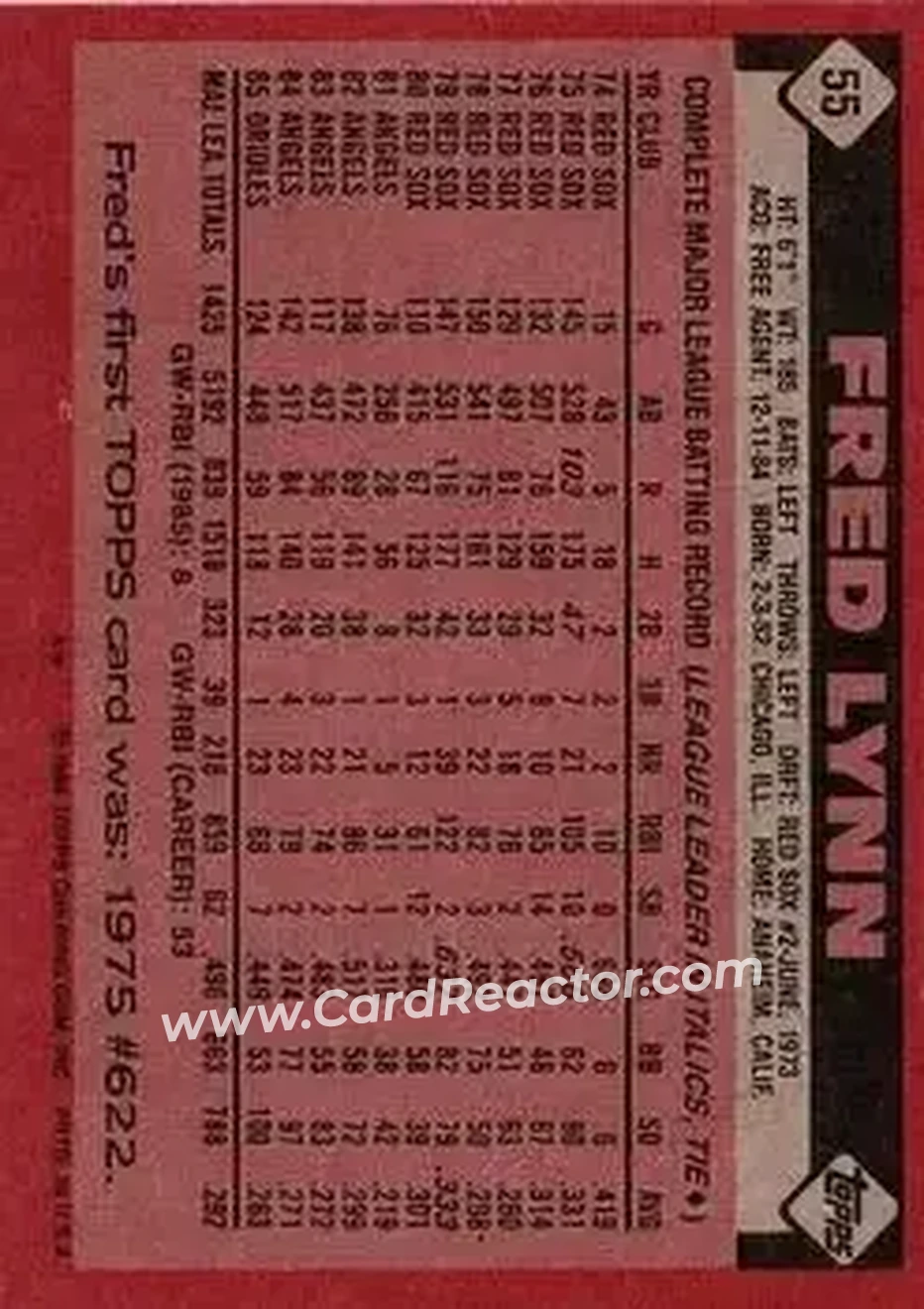 Back of Fred Lynn