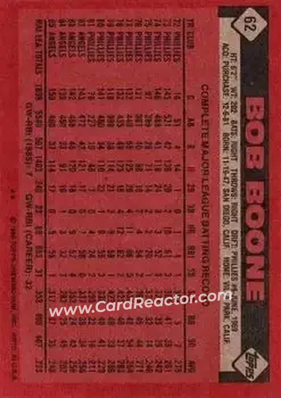 Back of Bob Boone