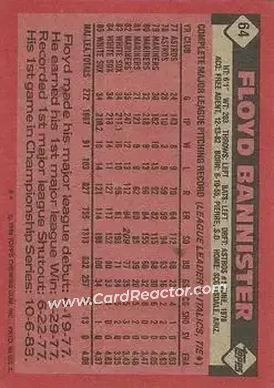 Back of Floyd Bannister