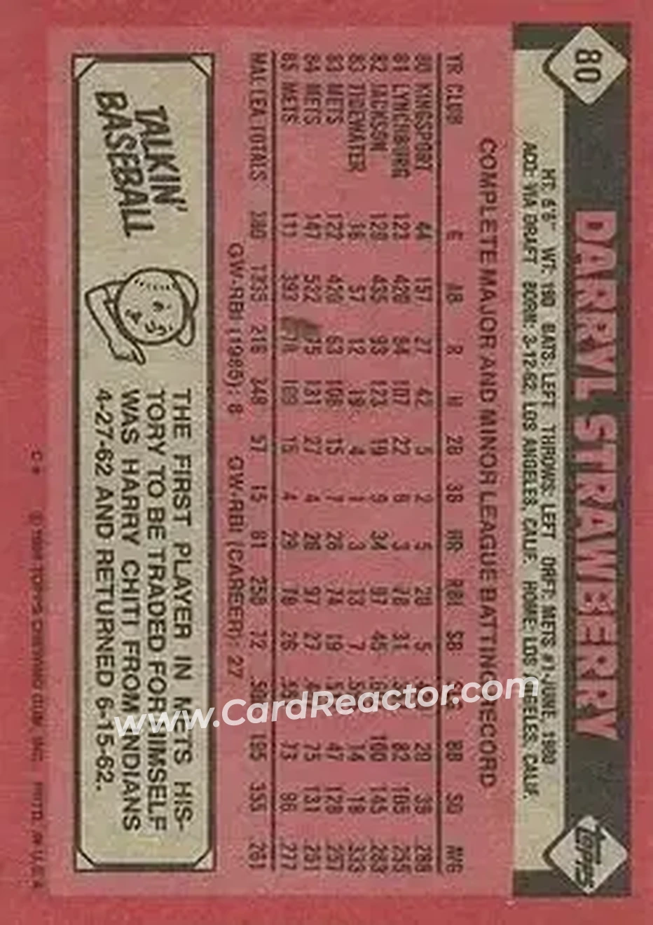 Back of Darryl Strawberry