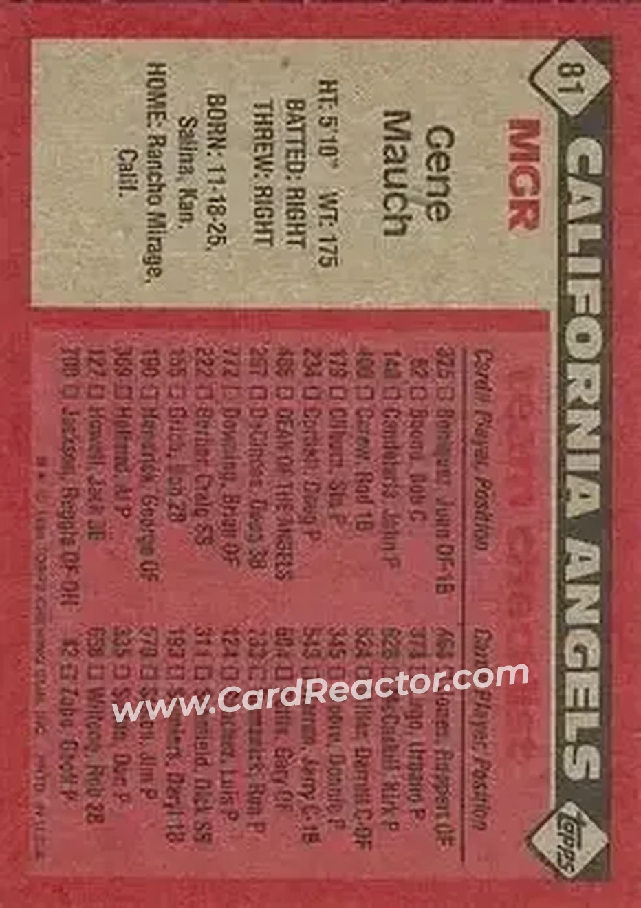 Back of Gene Mauch
