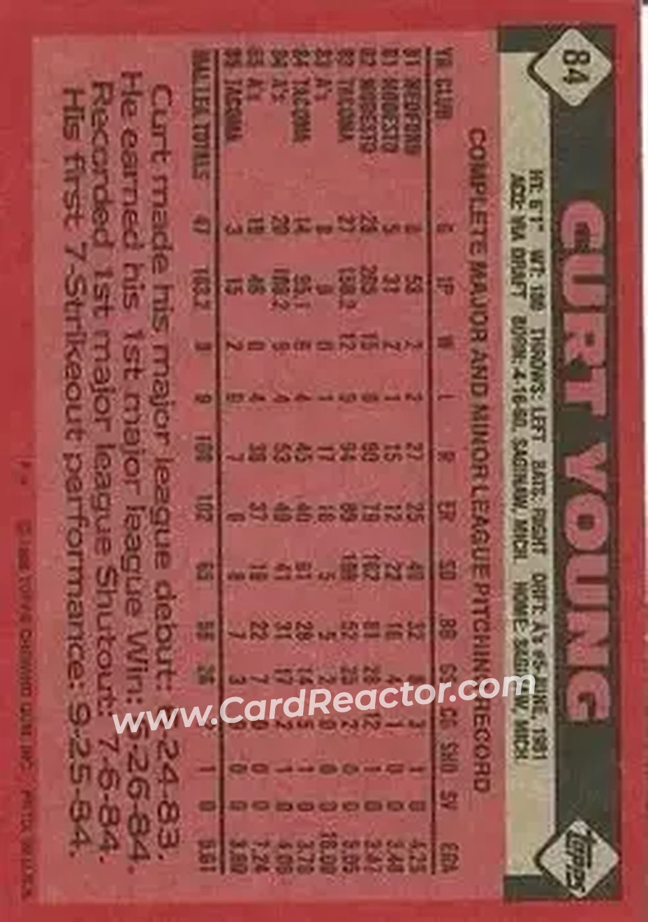 Back of Curt Young