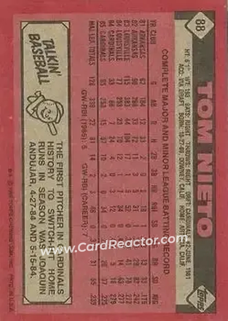 Back of Tom Nieto
