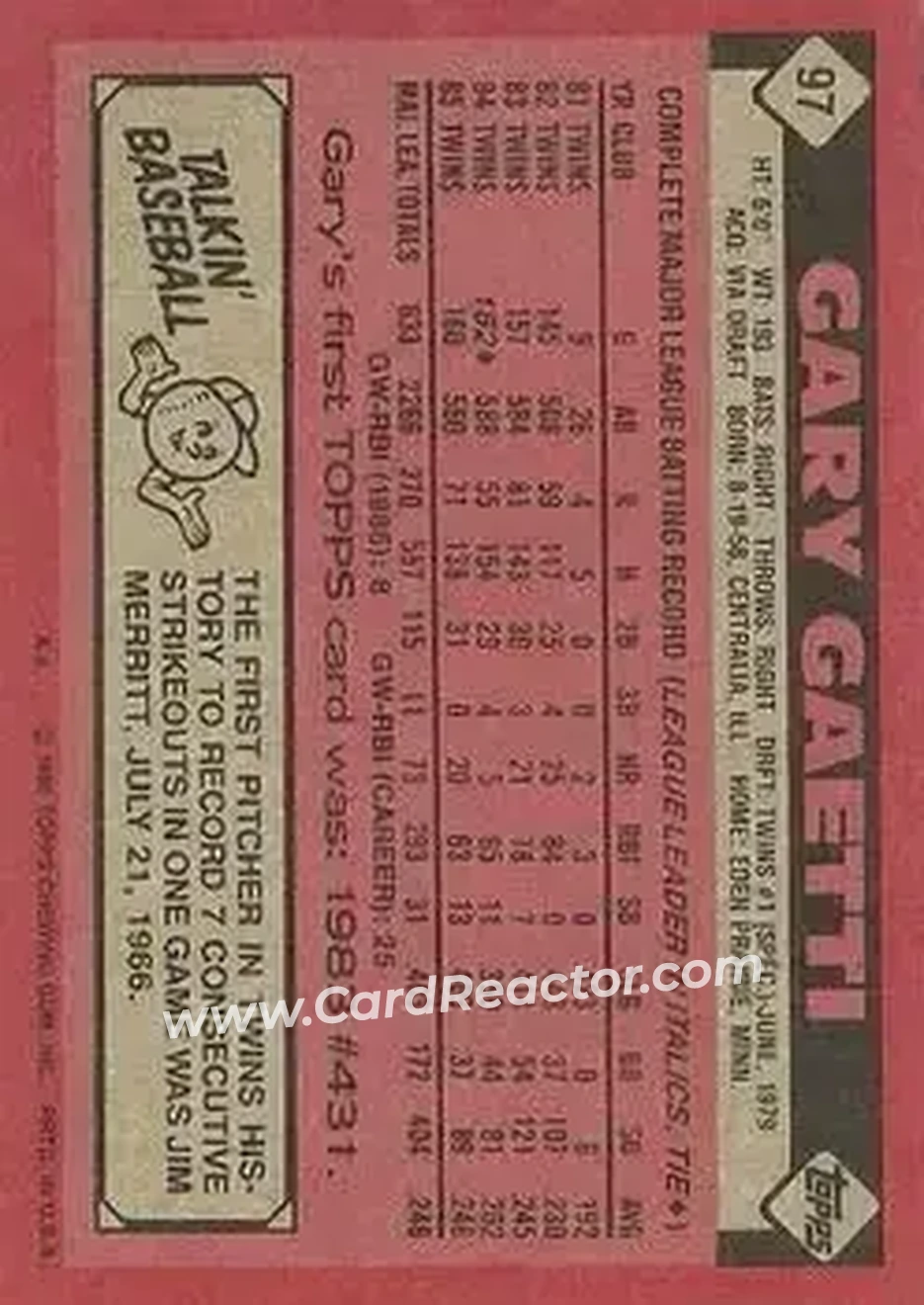 Back of Gary Gaetti