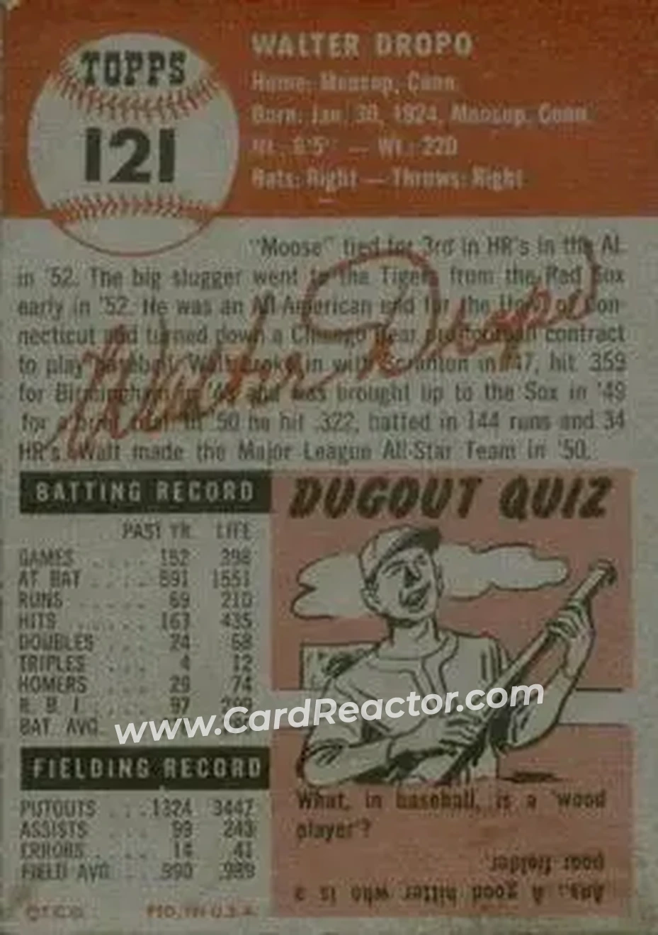 Back of Walt Dropo