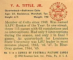 Back of Y.A. Tittle