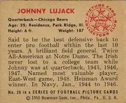 Back of Johnny Lujack