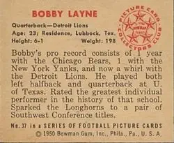 Back of Bobby Layne