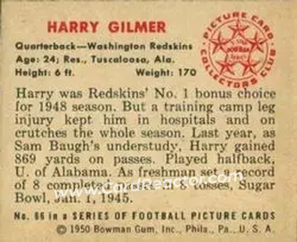 Back of Harry Gilmer